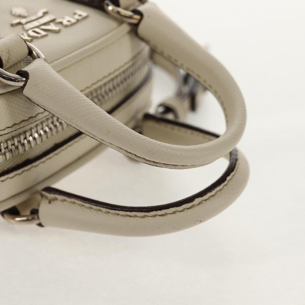 PRADA Pouch Safiano Ivory Silver Auth 157955V - Picture 7 of 16